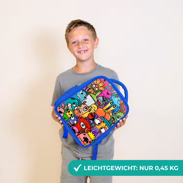 Kinderrucksack - Blau - Knallbunte Monster — 4
