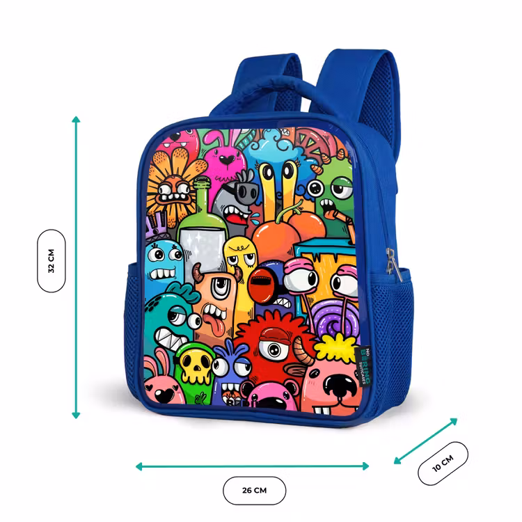 Kinderrucksack - Blau - Knallbunte Monster — 6