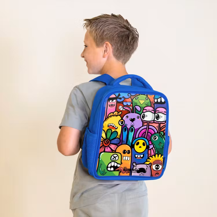 Kinderrucksack - Blau - Lustige bunte Monster — 2