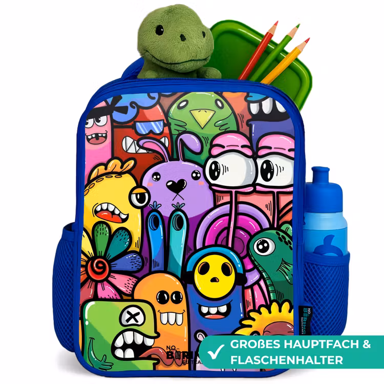 Kinderrucksack - Blau - Lustige bunte Monster — 3