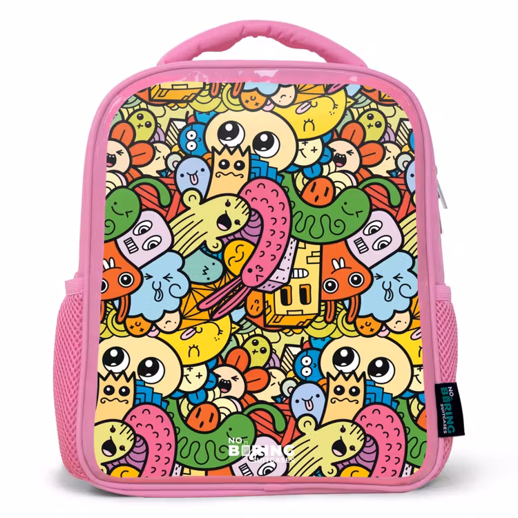 Kinderrucksack - Rosa - Fantasietiere, die lachen und bunt sind — 1