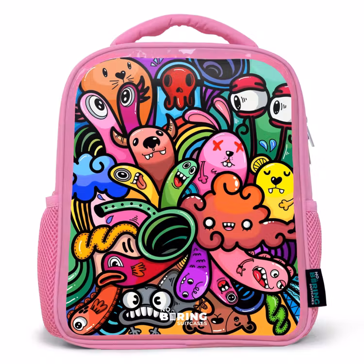 Kinderrucksack - Rosa - Fröhliches Monster-Chaos — 1