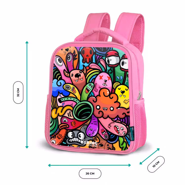 Kinderrucksack - Rosa - Fröhliches Monster-Chaos — 2