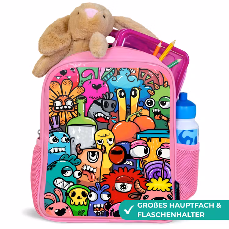 Kinderrucksack - Rosa - Knallbunte Monster — 3