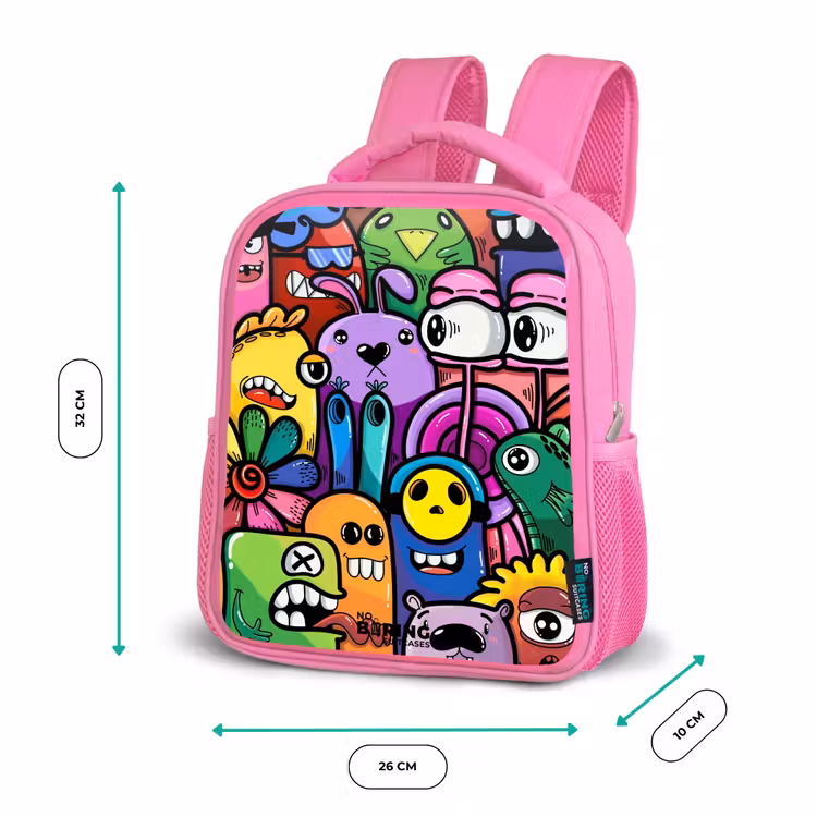 Kinderrucksack - Rosa - Lustige bunte Monster — 2