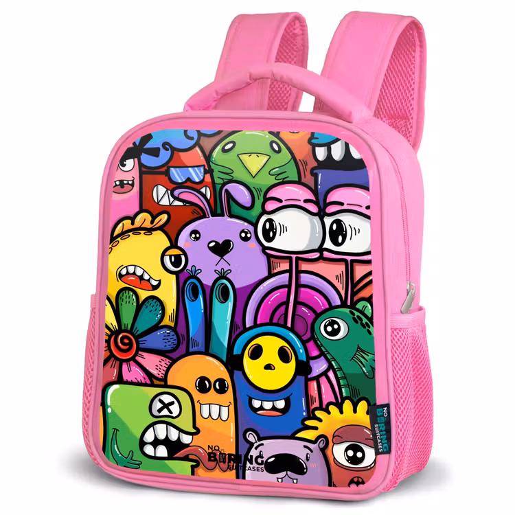 Kinderrucksack - Rosa - Lustige bunte Monster — 4