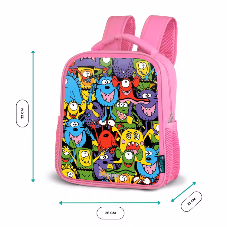 Kinderrucksack - Rosa - Monster mit leuchtenden Farben — 2