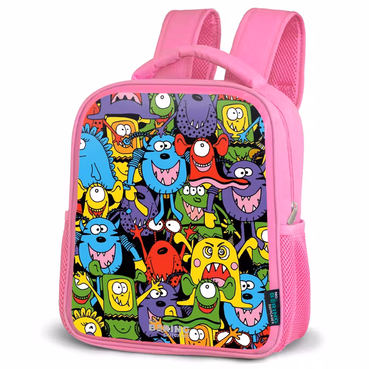 Kinderrucksack - Rosa - Monster mit leuchtenden Farben — 4