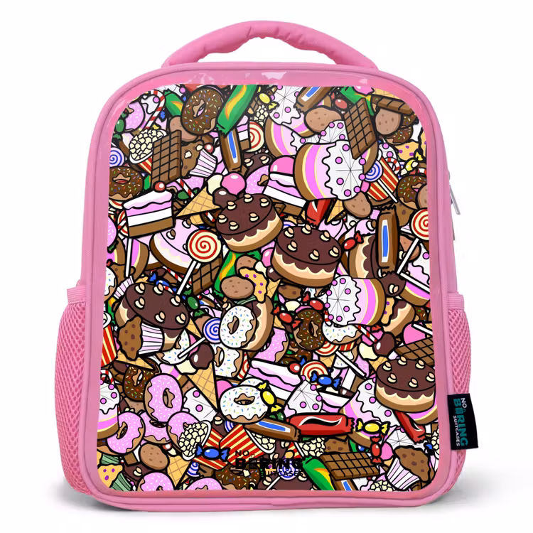 Kinderrucksack - Rosa - Überlaufendes Muster mit Leckereien — 1