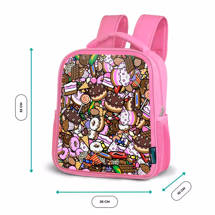 Kinderrucksack - Rosa - Überlaufendes Muster mit Leckereien — 2