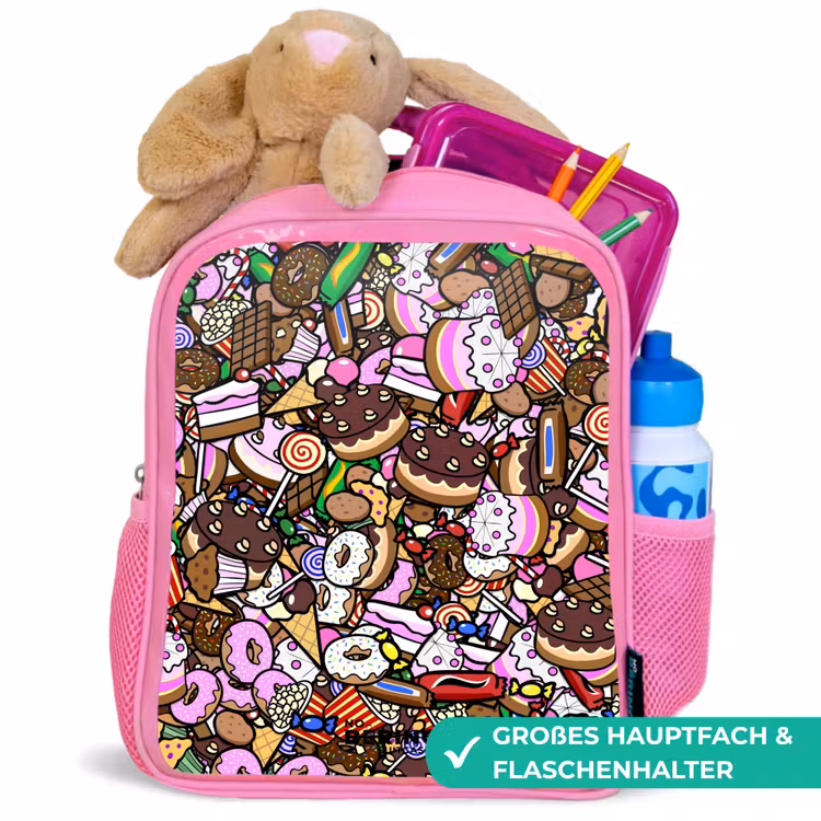 Kinderrucksack - Rosa - Überlaufendes Muster mit Leckereien — 3