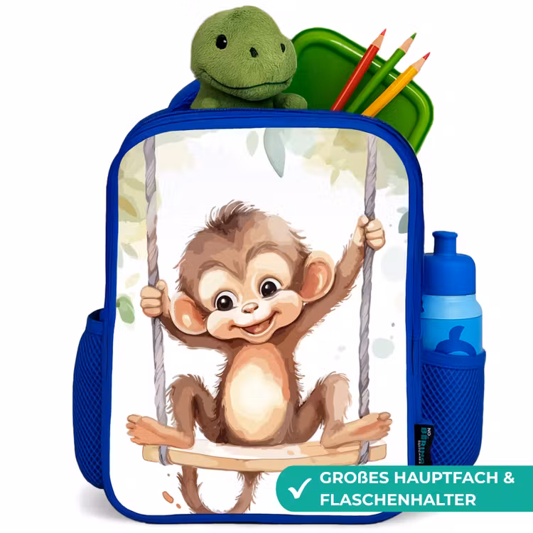 Kinderrucksack - Blau - Affe - Tier - Kinder - Dschungel — 3