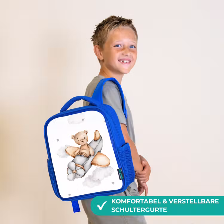 Kinderrucksack - Blau - Bär - Flugzeug - Sterne - Kinder — 5