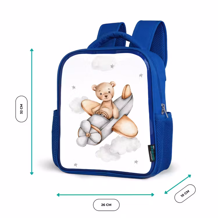 Kinderrucksack - Blau - Bär - Flugzeug - Sterne - Kinder — 6