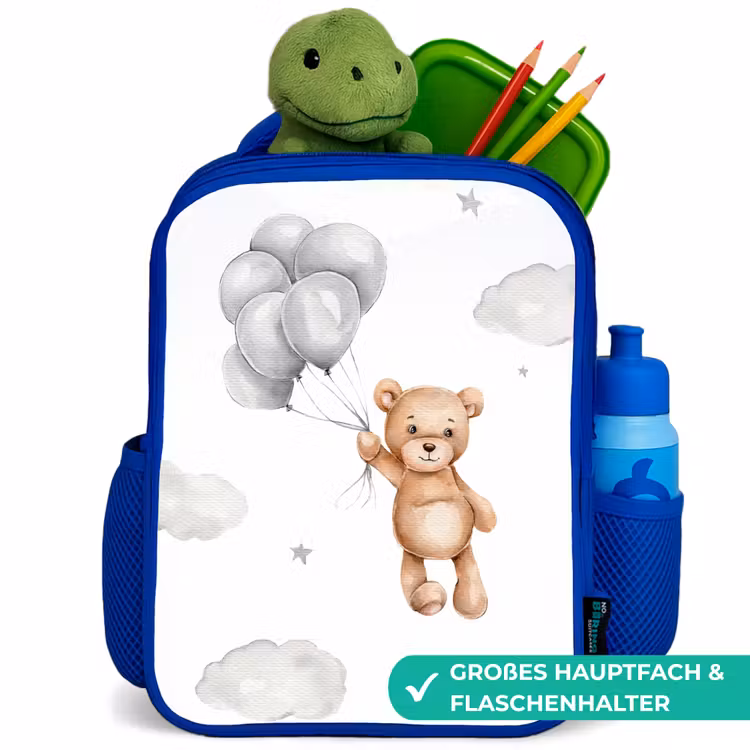 Kinderrucksack - Blau - Bär - Luftballon - Sterne - Kinder — 3