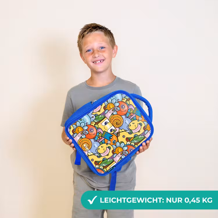 Kinderrucksack - Blau - Cartoon von verschiedenen Kreaturen und Gesichtern — 4