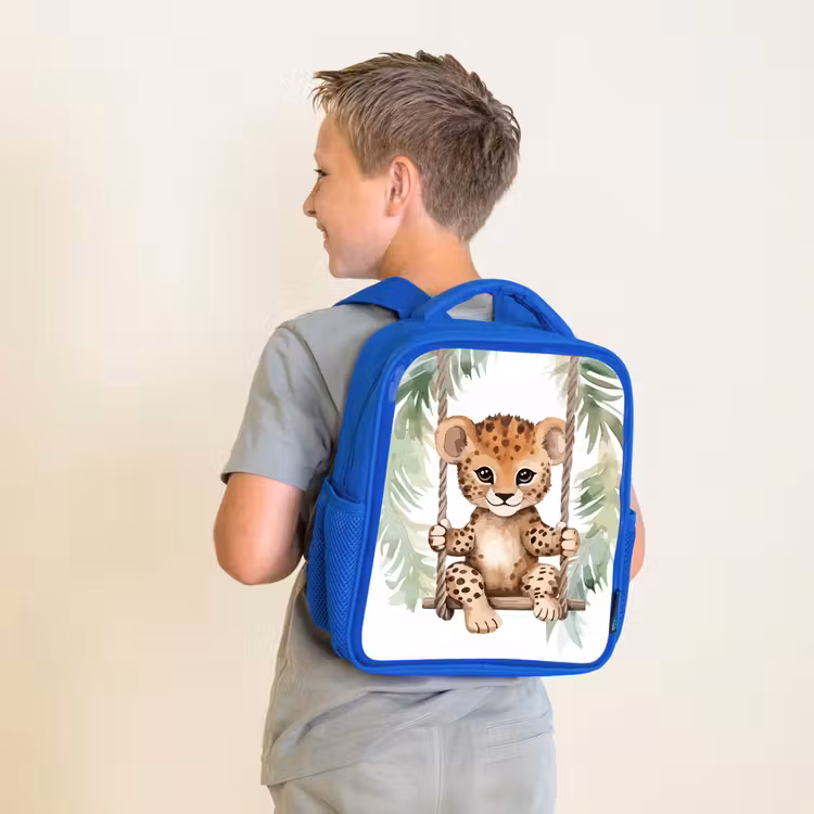 Kinderrucksack - Blau - Leopard - Tier - Kinder - Dschungel — 2