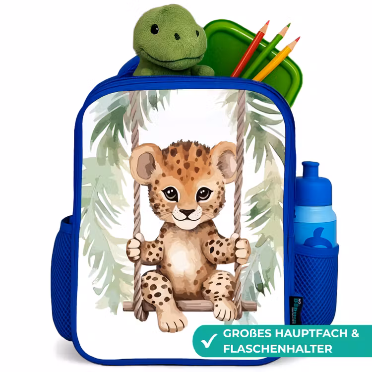 Kinderrucksack - Blau - Leopard - Tier - Kinder - Dschungel — 3