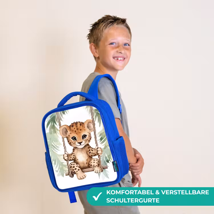 Kinderrucksack - Blau - Leopard - Tier - Kinder - Dschungel — 5