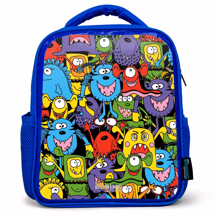 Kinderrucksack - Blau - Monster mit leuchtenden Farben — 1