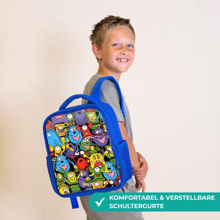 Kinderrucksack - Blau - Monster mit leuchtenden Farben — 5