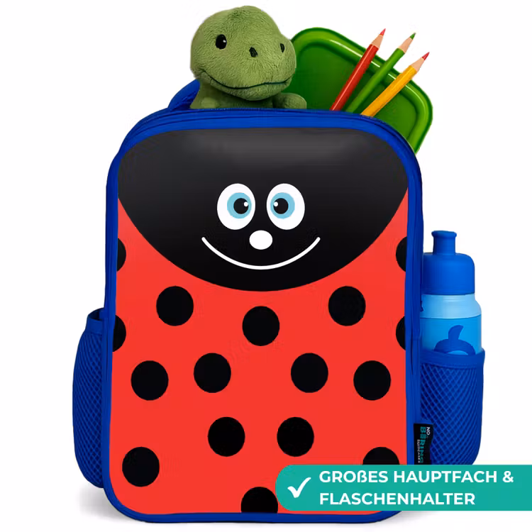 Kinderrucksack - Blau - Tierportrait - Marienkäfer - rot — 3