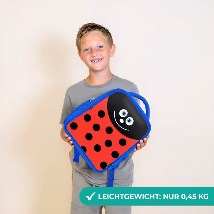 Kinderrucksack - Blau - Tierportrait - Marienkäfer - rot — 4