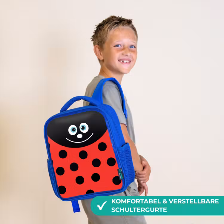 Kinderrucksack - Blau - Tierportrait - Marienkäfer - rot — 5