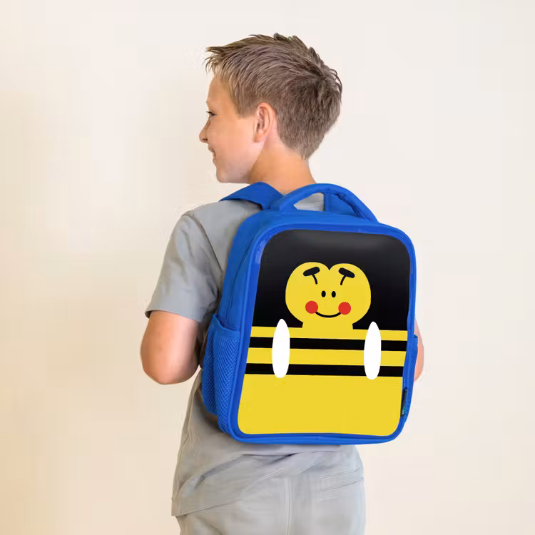 Kinderrucksack - Blau - Tierporträt - Biene - gelb — 2