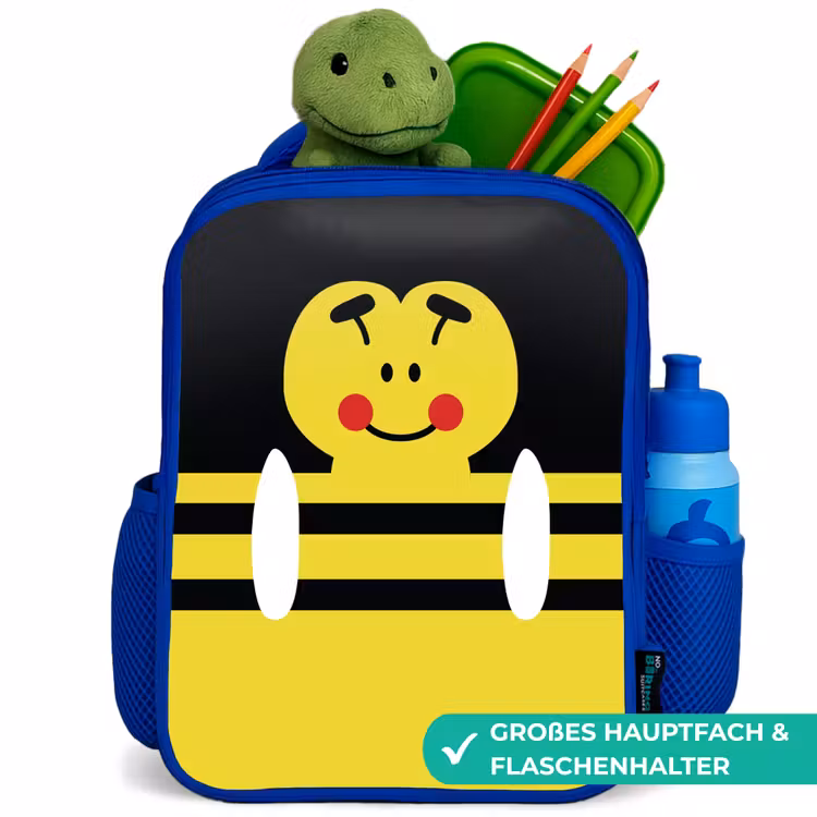 Kinderrucksack - Blau - Tierporträt - Biene - gelb — 3