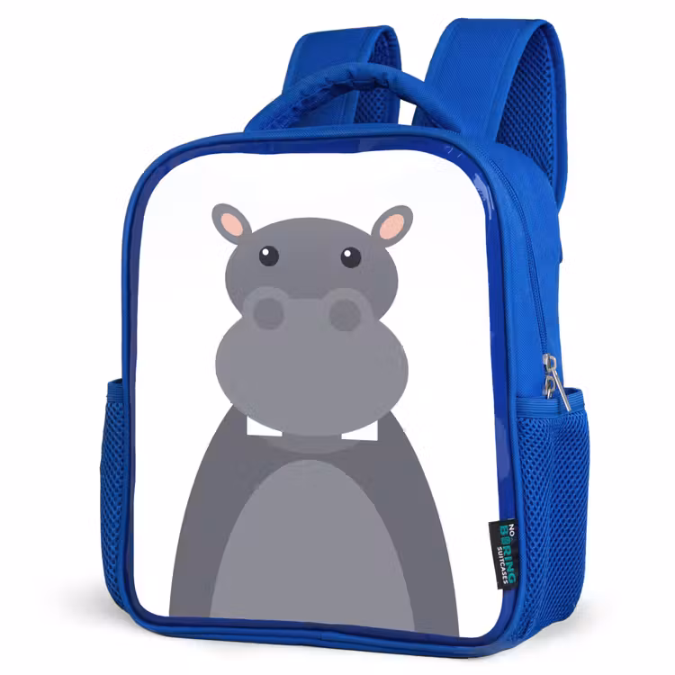 Kinderrucksack - Blau - Tierporträt - Nilpferd - grau — 7