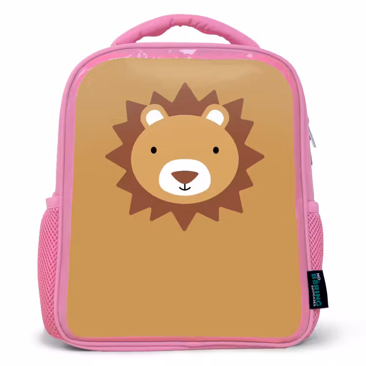 Kinderrucksack - Rosa - Tierporträt - Löwe - Braun — 1