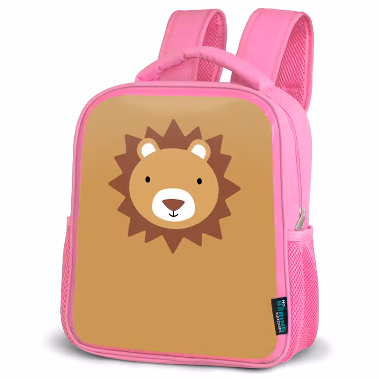 Kinderrucksack - Rosa - Tierporträt - Löwe - Braun — 4
