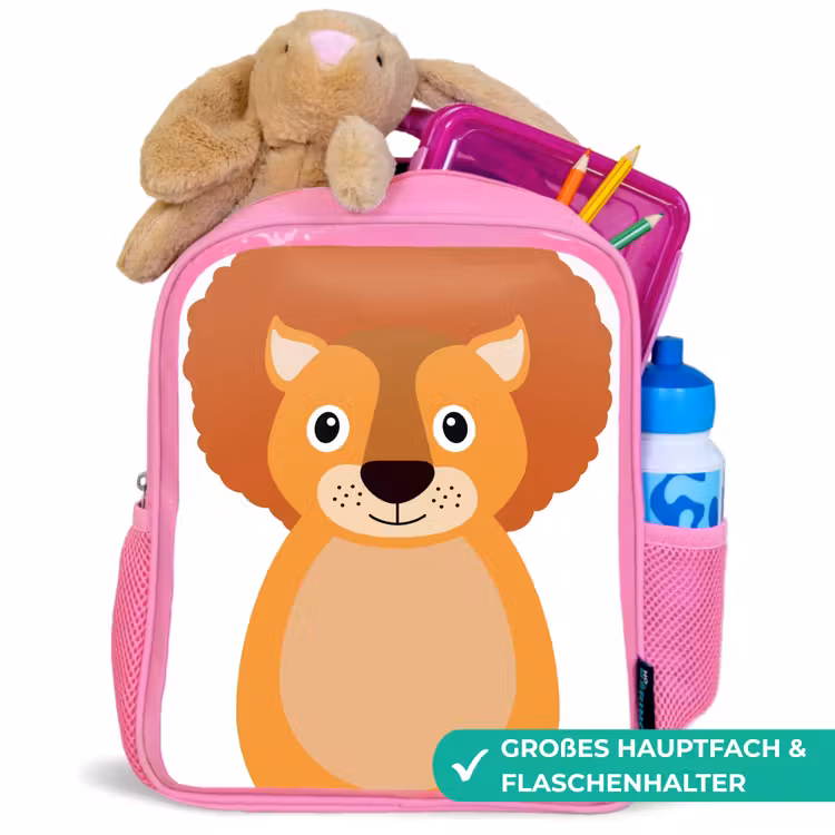 Kinderrucksack - Rosa - Tierporträt - Löwe - Kinder — 3