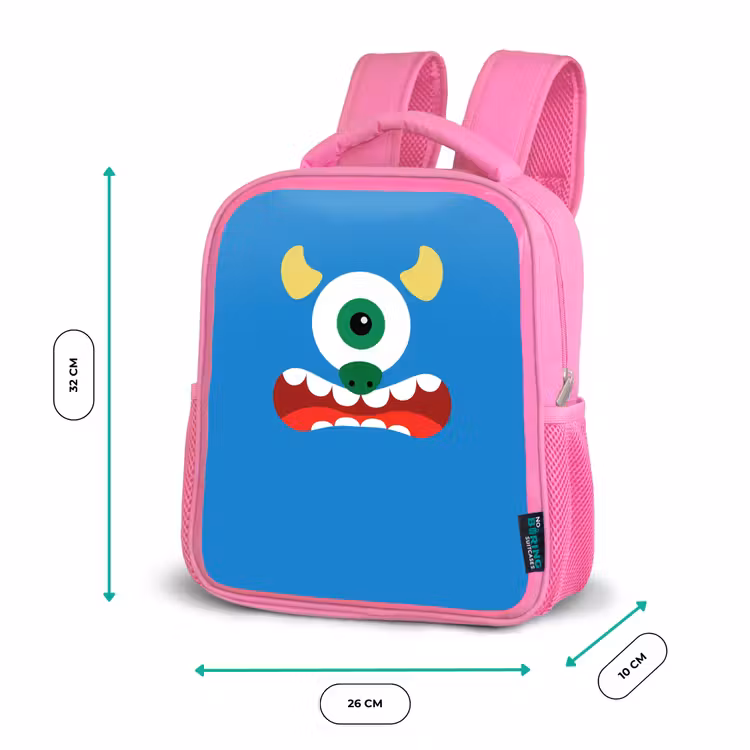 Kinderrucksack - Rosa - Tierporträt - Monster - blau — 2