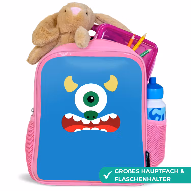 Kinderrucksack - Rosa - Tierporträt - Monster - blau — 3
