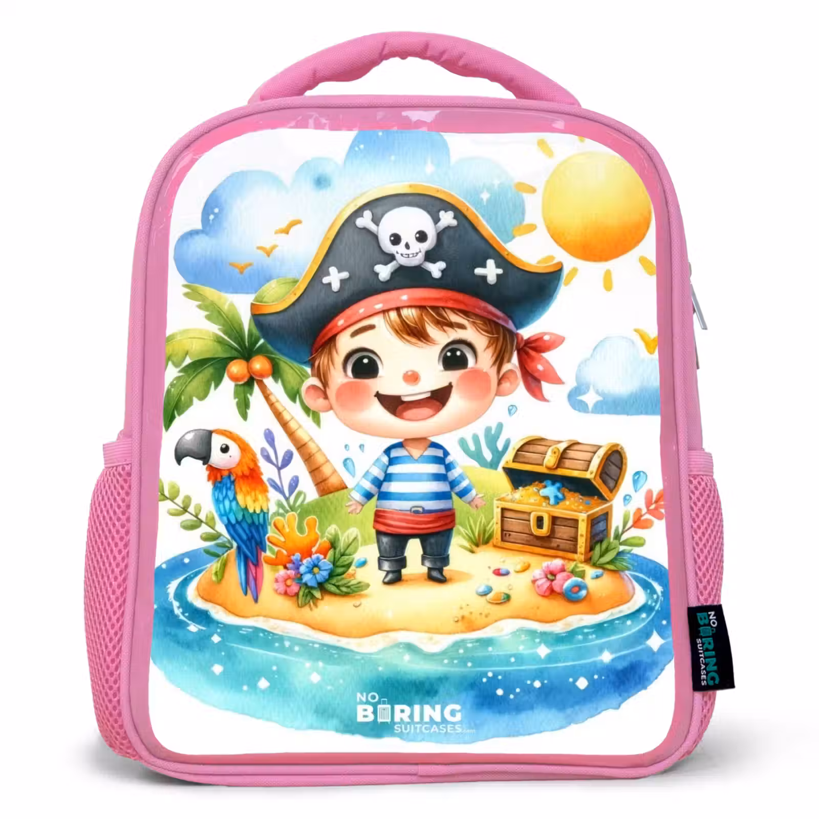 Kinderrucksack - Rosa - Pirat auf einer Insel — 1