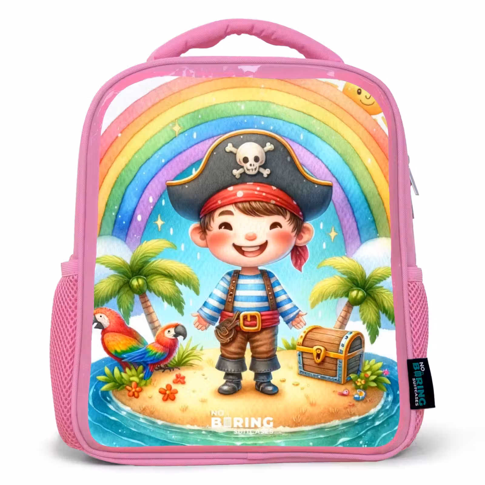 Kinderrucksack - Rosa - Pirat auf einer Insel mit Schatz — 1