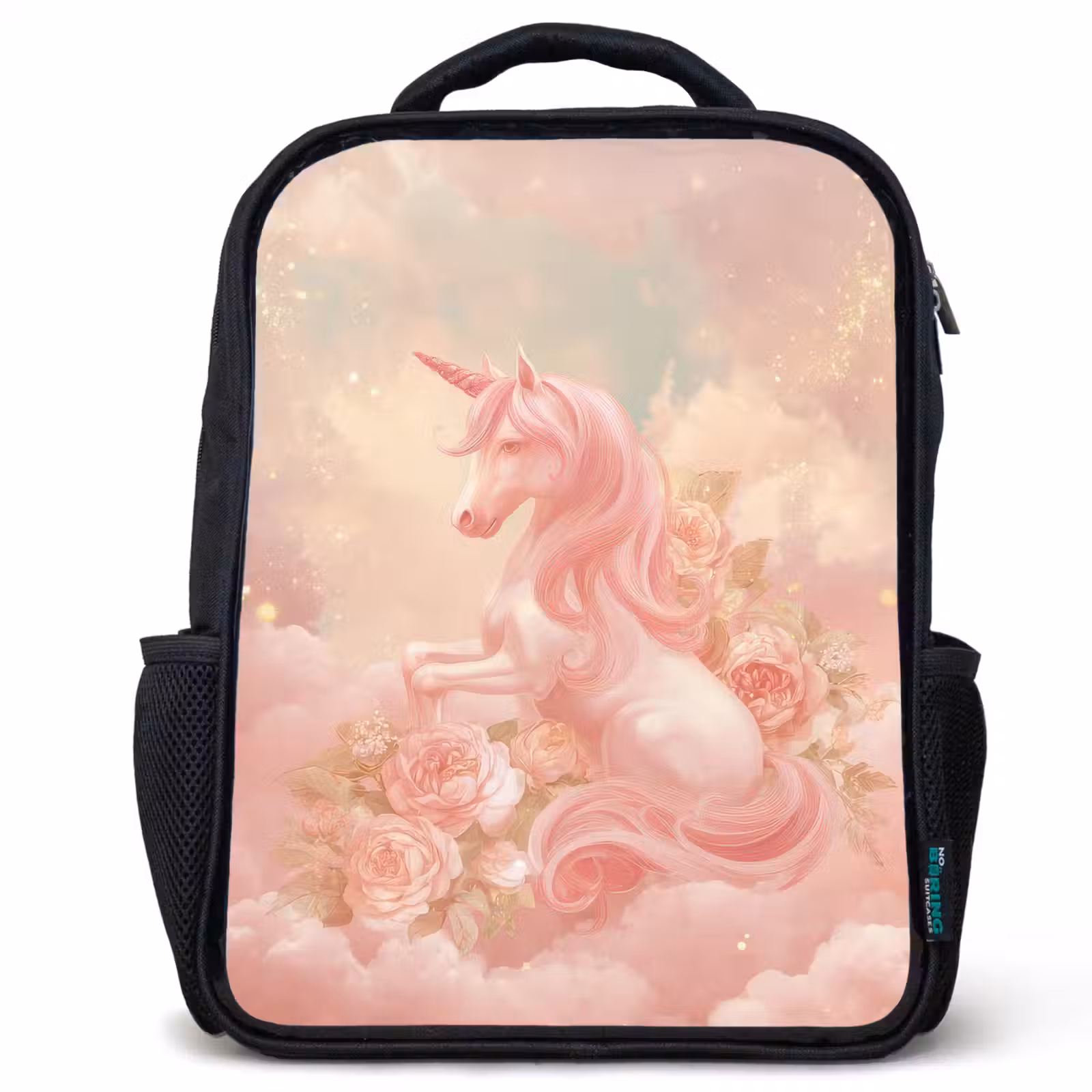 Kinderrucksack - Schwarz - Einhorn - Wolken - Rosa — 1