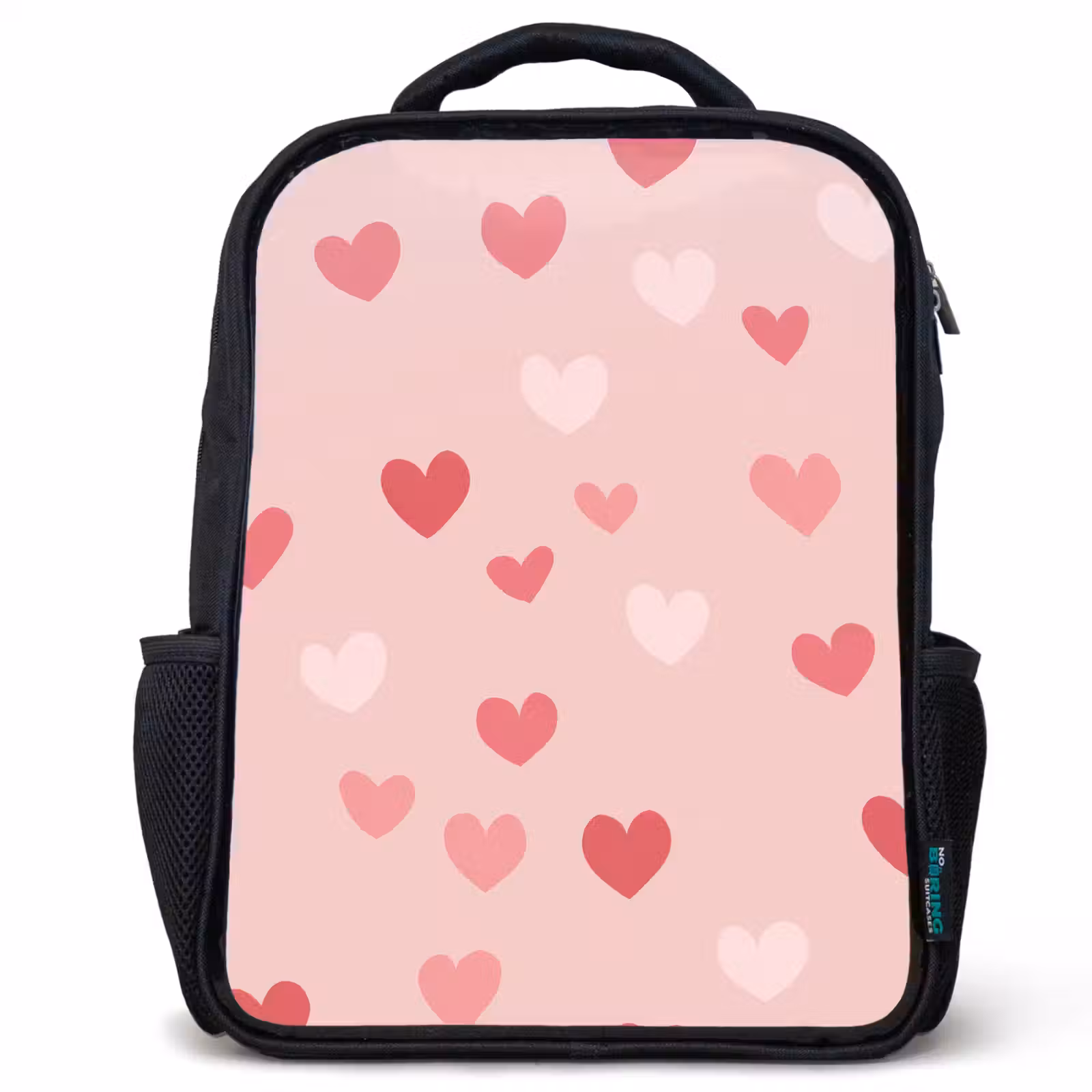 Kinderrucksack - Schwarz - Herzen - Muster - Rosa — 1