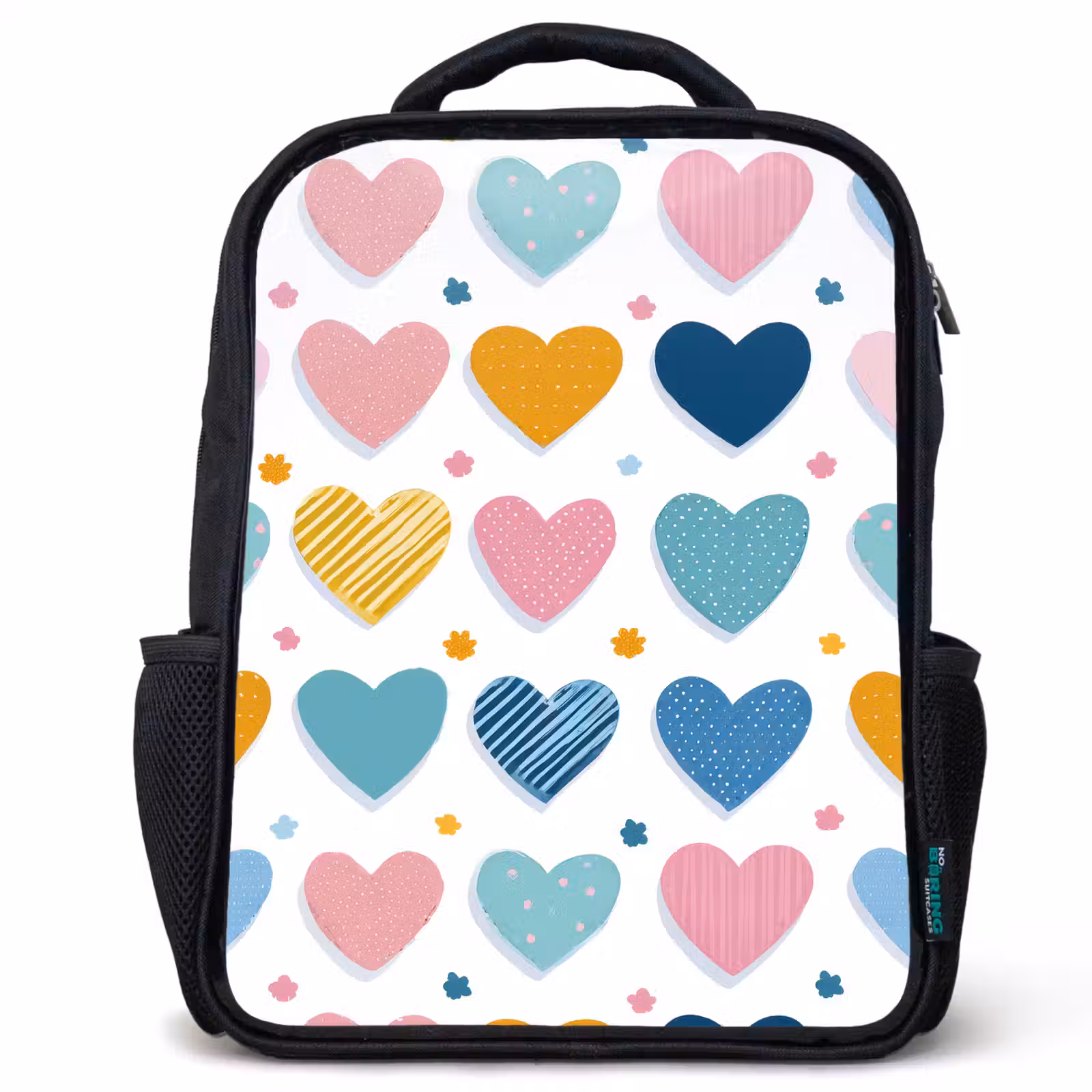 Kinderrucksack - Schwarz - Herzen - Pastell - Muster — 1