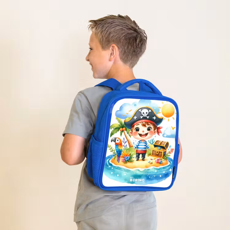 Kinderrucksack - Blau - Pirat auf einer Insel — 2
