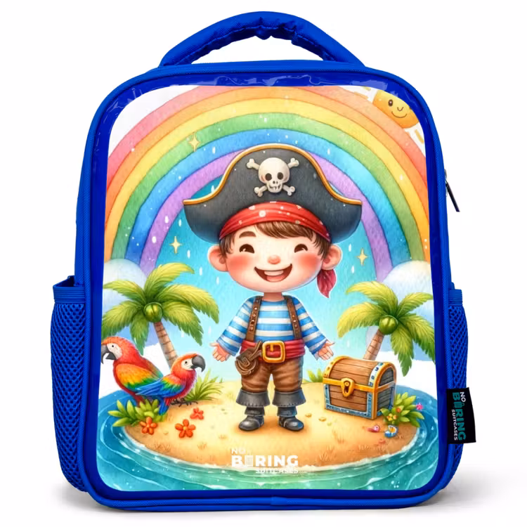 Kinderrucksack - Blau - Pirat auf einer Insel mit Schatz — 1