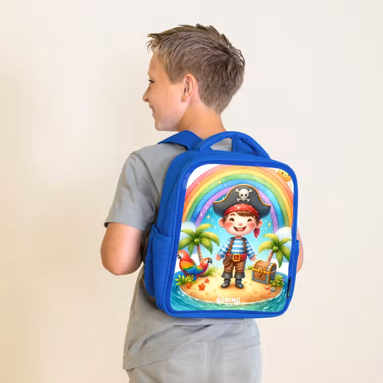 Kinderrucksack - Blau - Pirat auf einer Insel mit Schatz — 2