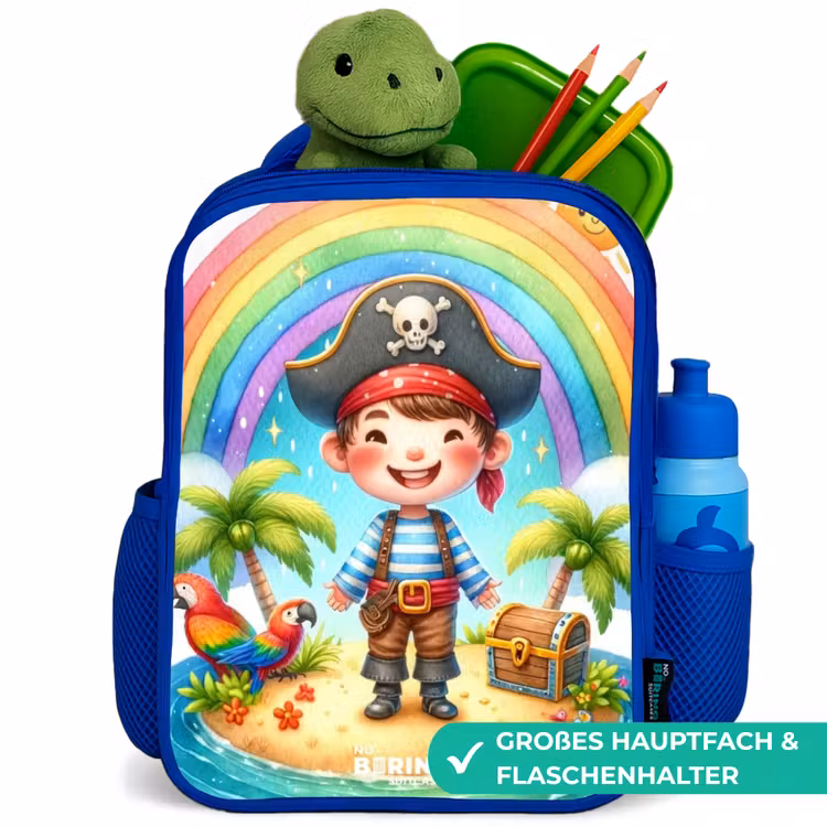 Kinderrucksack - Blau - Pirat auf einer Insel mit Schatz — 3