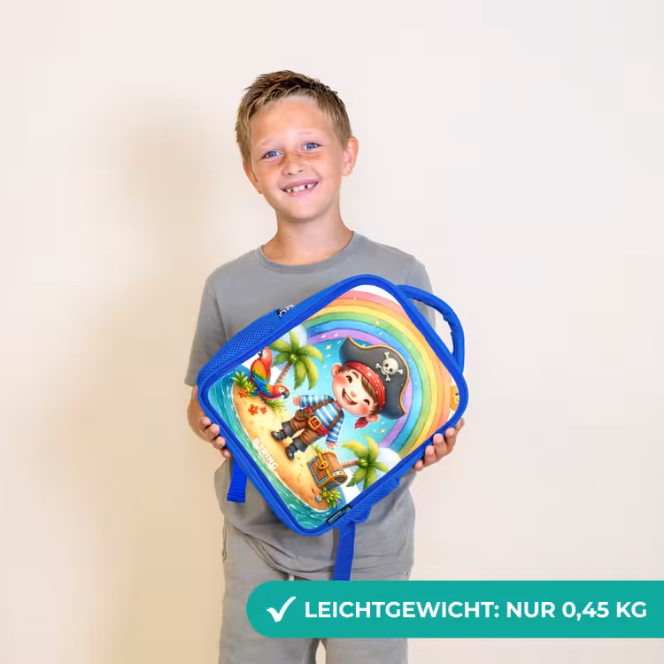Kinderrucksack - Blau - Pirat auf einer Insel mit Schatz — 4