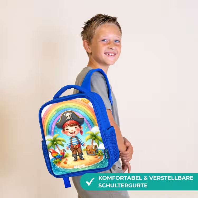 Kinderrucksack - Blau - Pirat auf einer Insel mit Schatz — 5