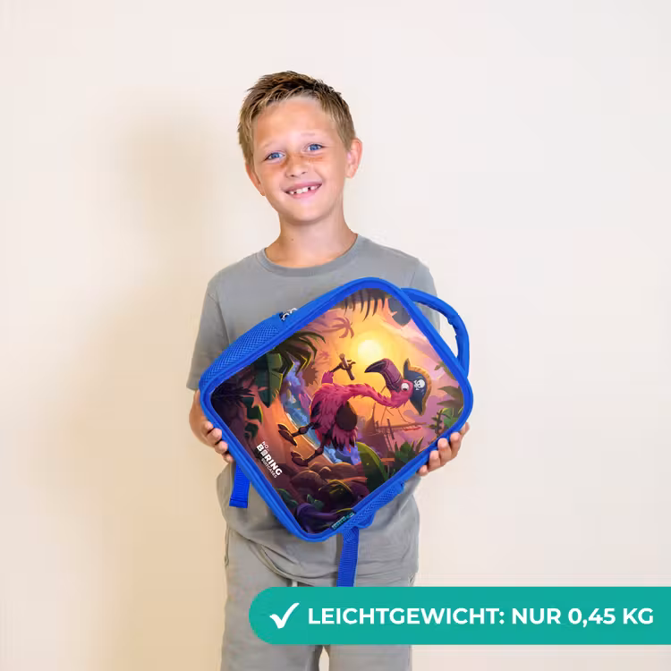 Kinderrucksack - Blau - Piratenflamingo auf einem tropischen Pfad — 4