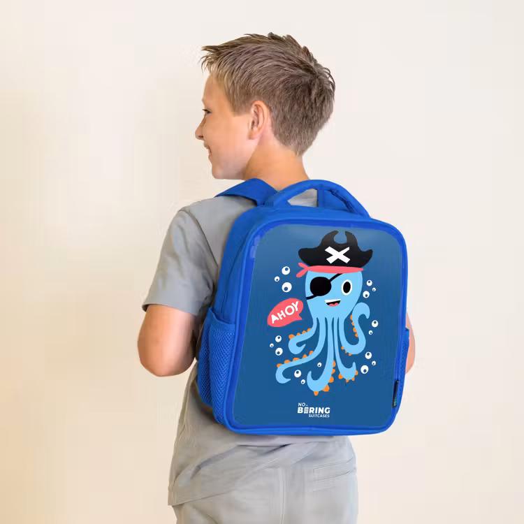 Kinderrucksack - Blau - Piratenkrake mit Hut — 2