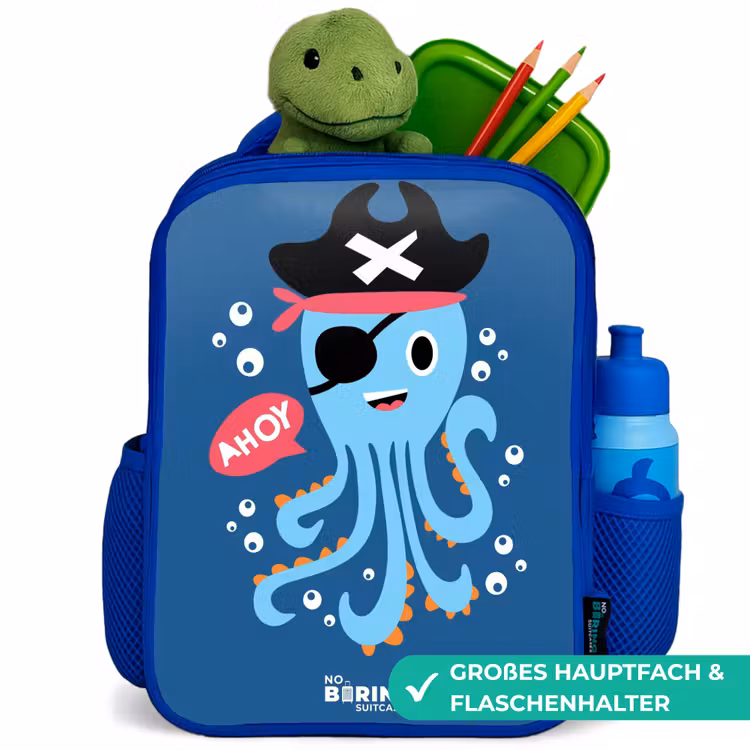 Kinderrucksack - Blau - Piratenkrake mit Hut — 3